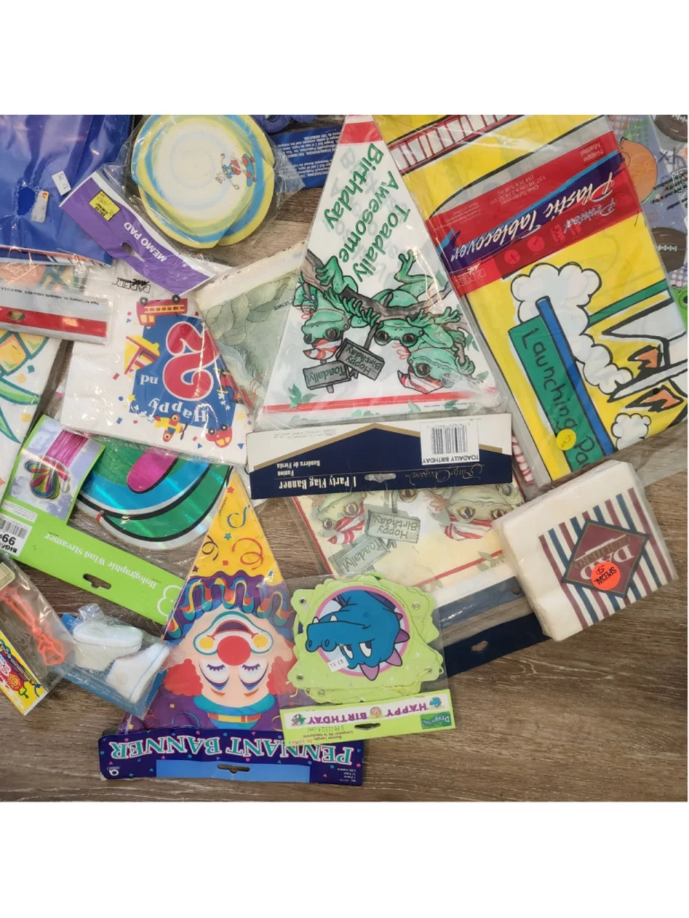 Vintage Party Supplies Lot NOS Mixed Licensed Decorations Banners Napkins Favors